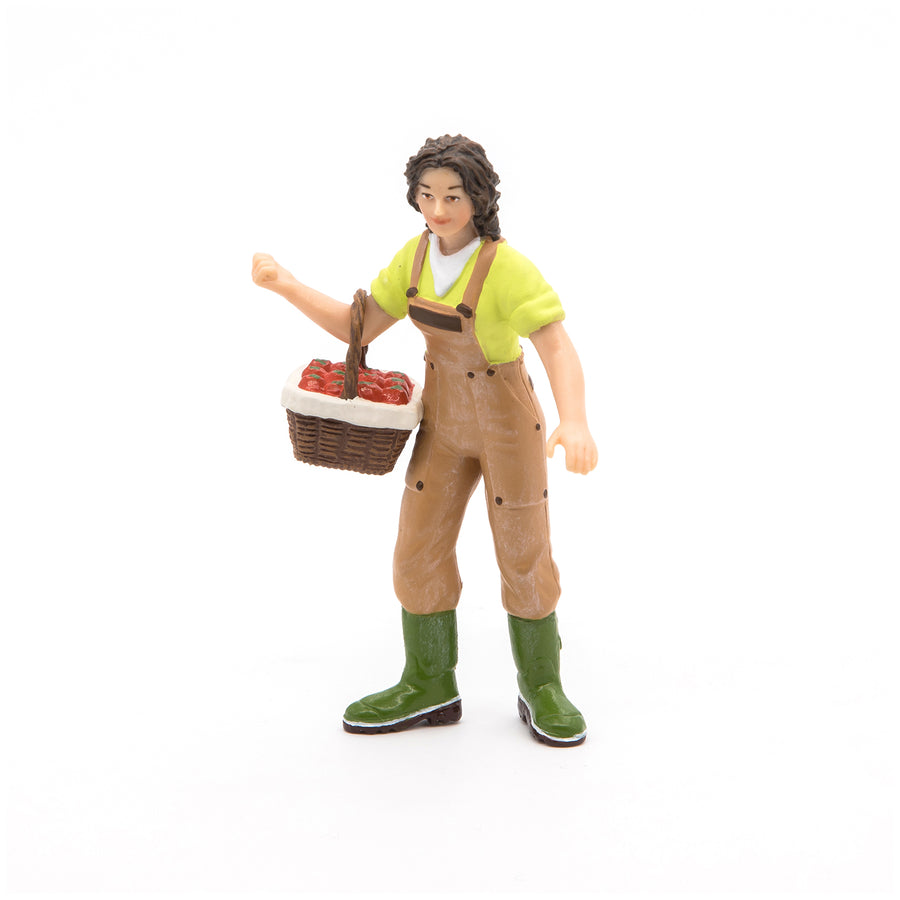 Fermière au panier Papo en PVC, Collection Vie à la ferme, jouet éducatif idéal pour enfants et collectionneurs