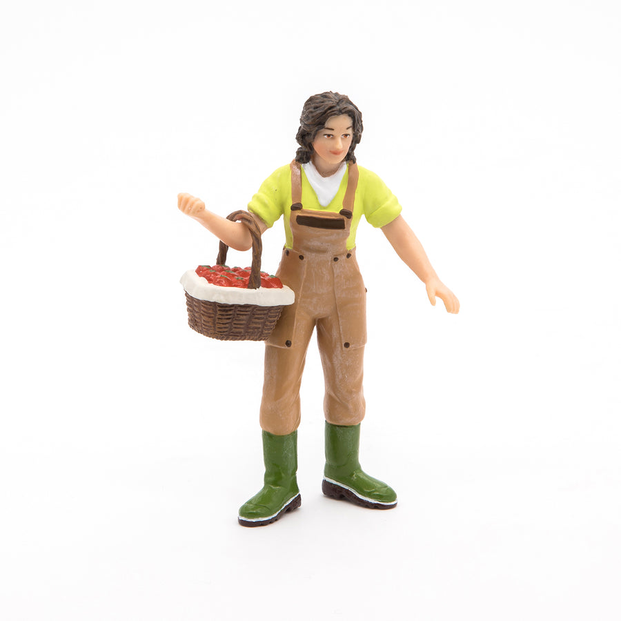 Fermière au panier Papo en PVC, Collection Vie à la ferme, jouet éducatif idéal pour enfants et collectionneurs
