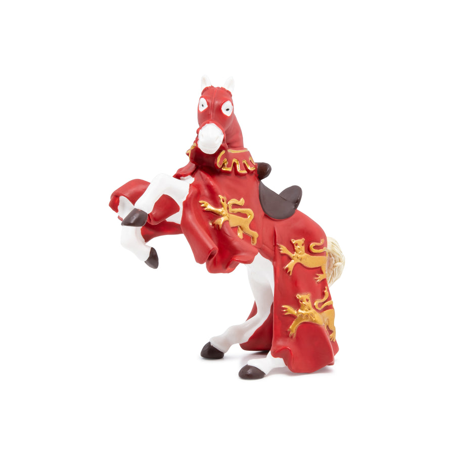 Cheval du roi Richard rouge Papo en PVC, Collection Médiéval, jouet éducatif idéal pour enfants et collectionneurs