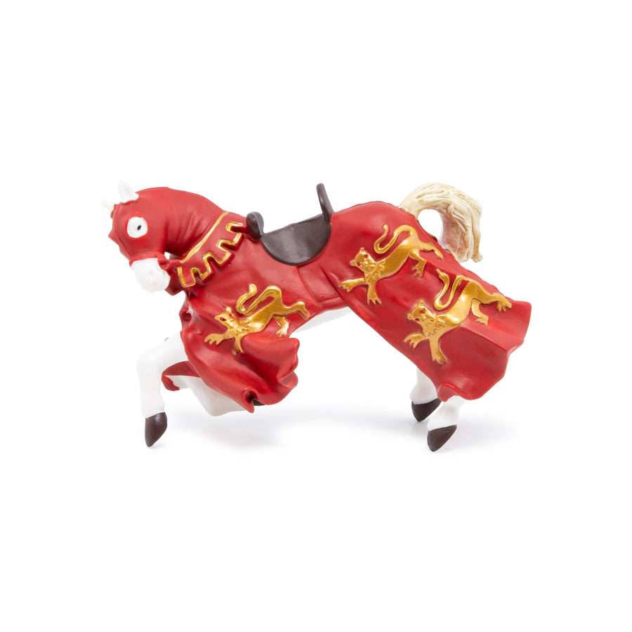 Cheval du roi Richard rouge Papo en PVC, Collection Médiéval, jouet éducatif idéal pour enfants et collectionneurs