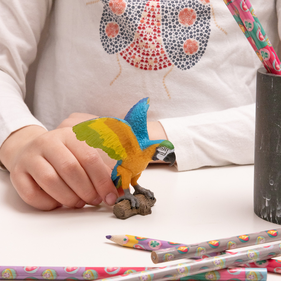 Figurine Perroquet Ara bleu Papo en PVC, thème oiseaux, Collection Animaux sauvages, jouet éducatif idéal pour enfants et collectionneurs