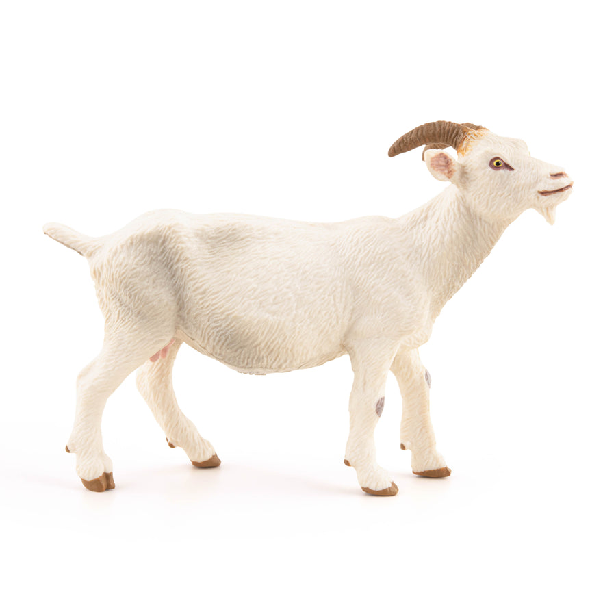Chèvre blanche Papo en PVC, Collection Vie à la ferme, jouet éducatif idéal pour enfants et collectionneurs