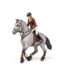Figurine Cheval de concours et sa cavalière Papo en PVC, Collection chevaux, jouet éducatif idéal pour enfants et collectionneurs