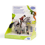 Figurine Cheval de concours et sa cavalière Papo en PVC, Collection chevaux, jouet éducatif idéal pour enfants et collectionneurs