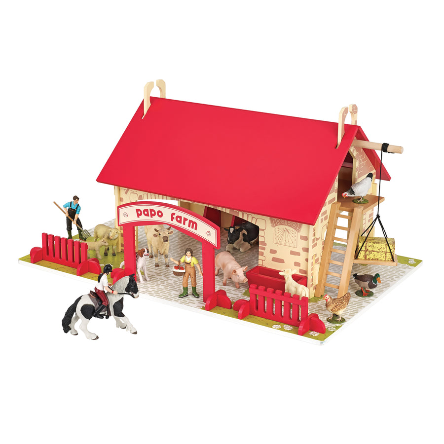 Ma première ferme Papo en bois, Collection Vie à la ferme, jouet éducatif idéal pour enfants et collectionneurs